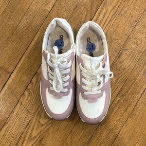 Pink, White, and Sage Retro-Inspired Sneakers with Chunky Silhouette